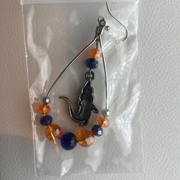 Gator earring UF university Florida alligator hoop silver purple orange pierced - Picture 2 of 3